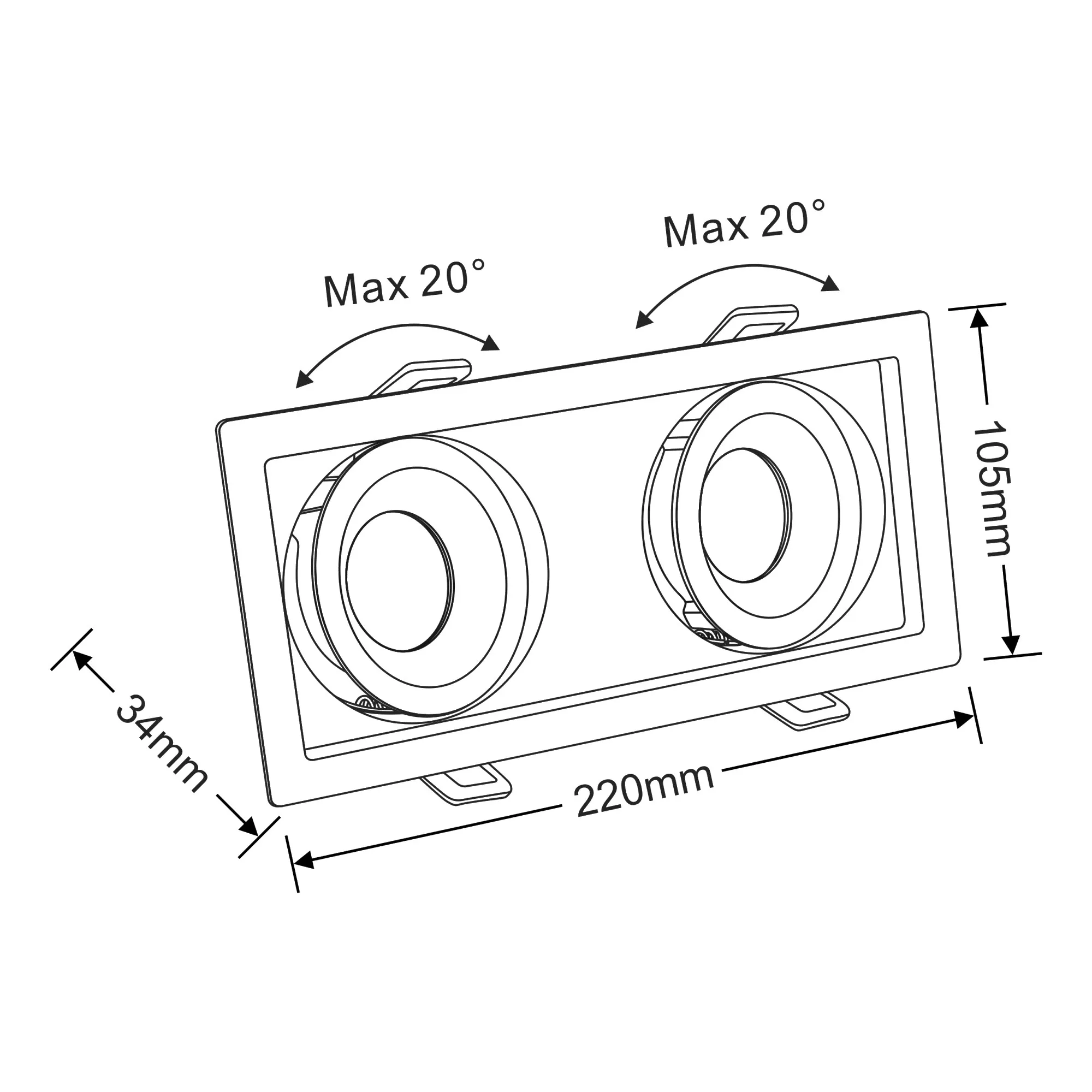 Bezz 12-2 Powered by Tridonic 2x12W 2x1200lm 4000K 24° LED Engine,350mA ,  Matt White  Adj. Deep Recess spot light,  IP20. DM202007  Dlux Bezz 12-2